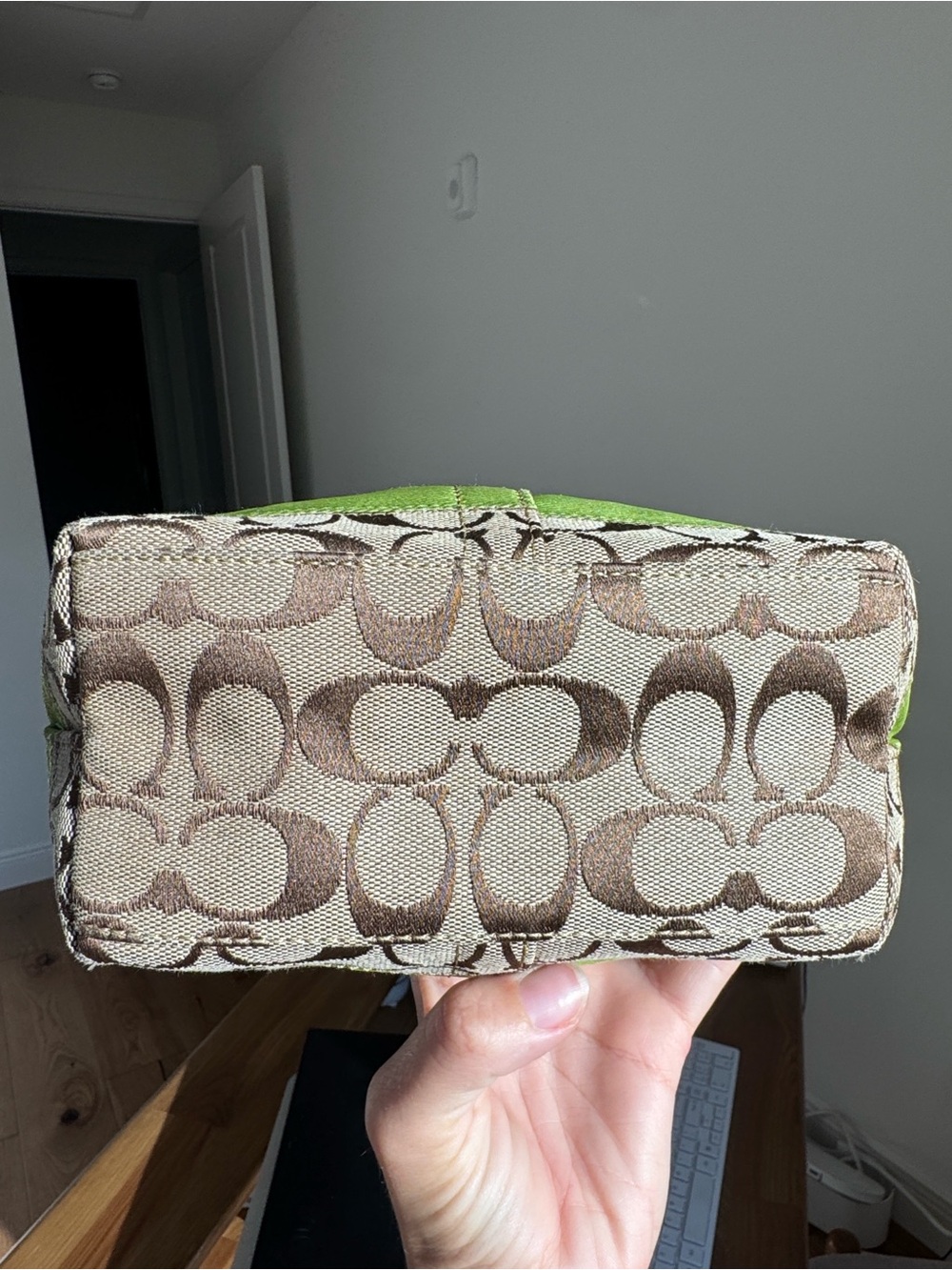 Coach Signature Jacquard Shoulder Bag Lime Green Rare Colorway Y2K - Picture 6 of 9